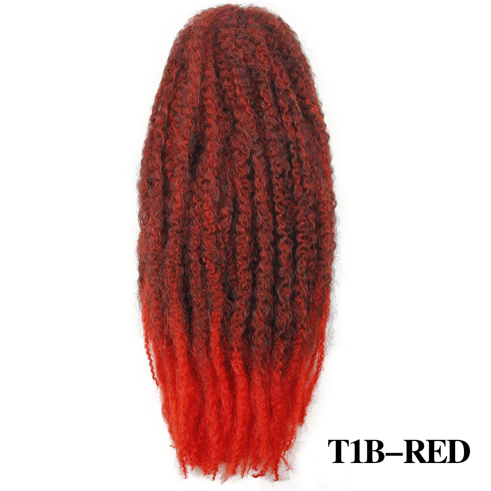 Синтетические косички, вязанные крючком волосы, кудрявые, весенние, крученые, мягкие, красные, серые, синтетические косички, вязанные, плетеные волосы для афроженщин - Цвет: M1b/красный