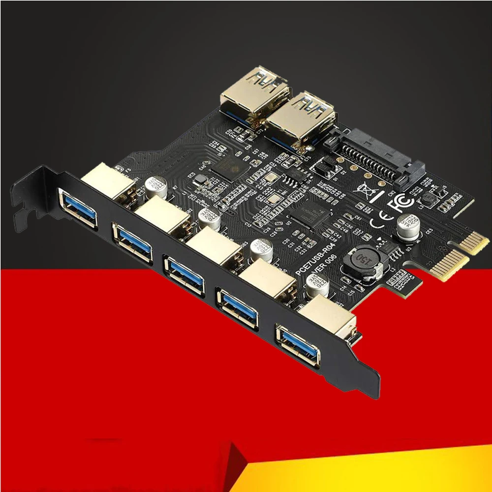 

H1111Z SuperSpeed USB 3,0 7 портов PCI-E Экспресс-карта с 15pin SATA разъем питания PCIE адаптер NEC720201 и GL3510 чипсеты