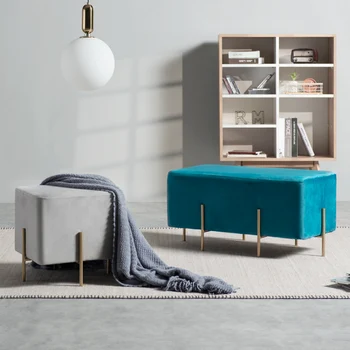 

Nordic Dressing Stool Makeup Chair Modern Sofa Footstool Creative Low Stool Ins Net Red Square Stool Cloth Shoes Shoes Stool