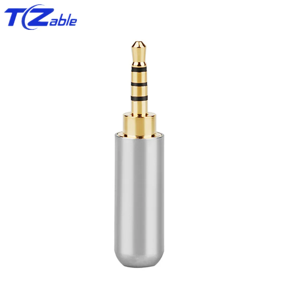 2.5mm 4 pole Silver 2 шт аудио разъем адаптер для наушников Hifi аудио разъем 2,5 мм 3/4 полюсный кабель для ремонта наушников припой разъем Золотой штекер мужской цвет - Цвет: 2.5mm 4 pole Silver