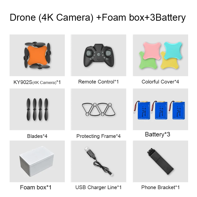 Мини-Дрон 4K HD камера DIY пять цветов FPV Квадрокоптер аэрофотосъемка RC складной Квадрокоптер Детский подарок игрушки - Цвет: Set12