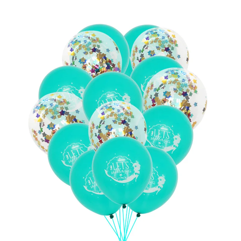 15pcs balloon Русалка вечерние украшения Блеск "с днем рождения" баннер Праздничная гирлянда для дня рождения овсянка флаги тарелки чашки, ребенок, душ принадлежности - Цвет: 15pcs balloon