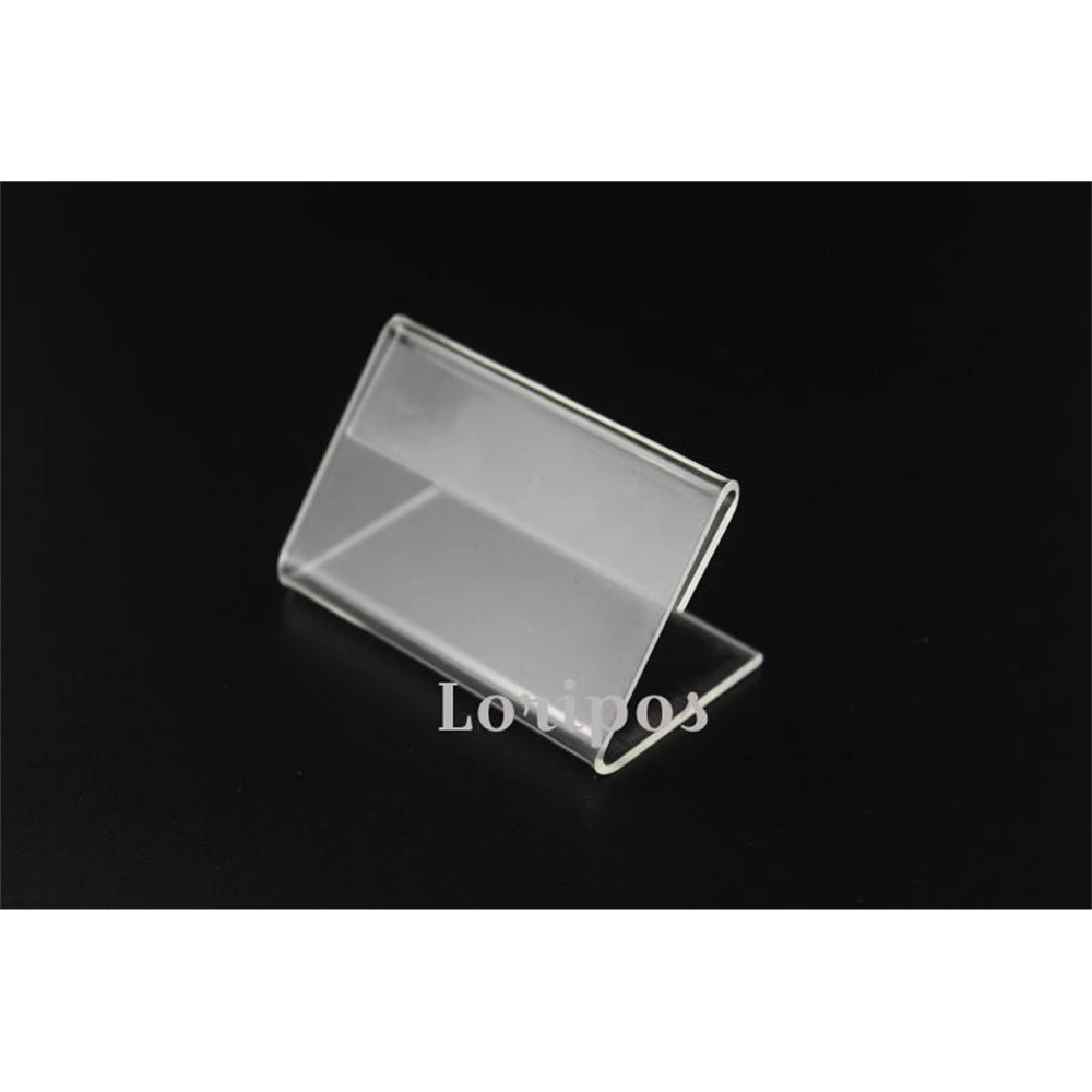 Clear Price Tag Clip Sign Card Holder Stands Poster Racks 25pcs Plastic Mini Label Racks Acrylic Card Display Holder 20x40mm