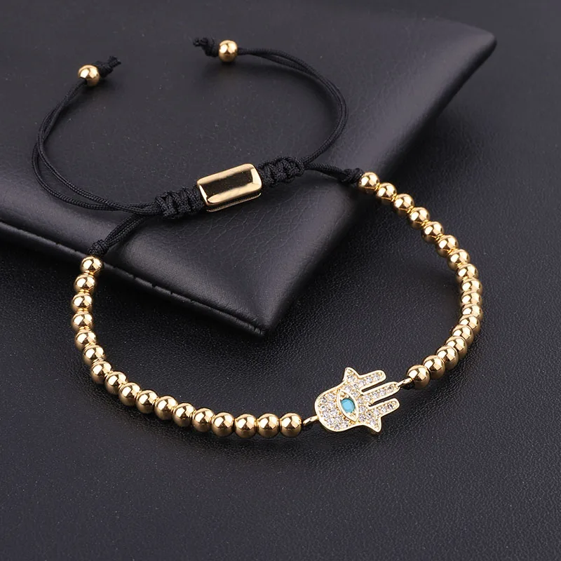 High Quality Stainless Steel Beads CZ Pave Hand Crown Charm Handmade Macrame Friendship Bracelet Female Male Jewelry Gift - Image 6