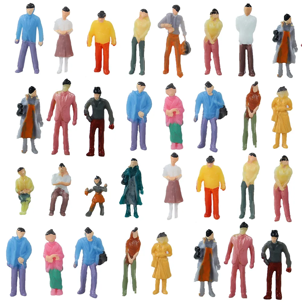100x Painted People Model Assorted Pose Passengers Figures Scenery Scale 1:200 