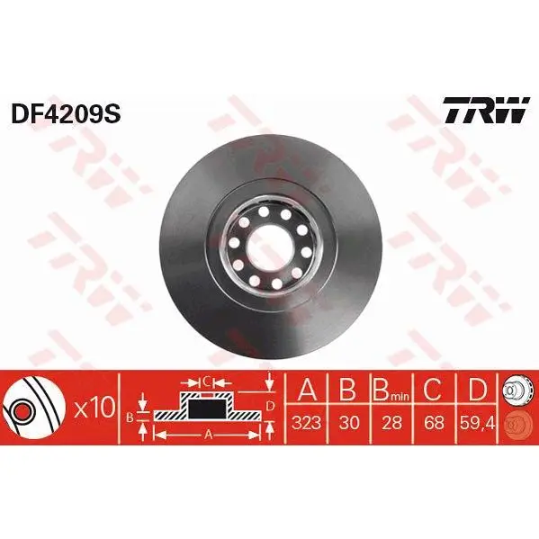 Диск тормозной AUDI A8 2.5-6.0 94-10/VW PHAETON 3.2 02- передний