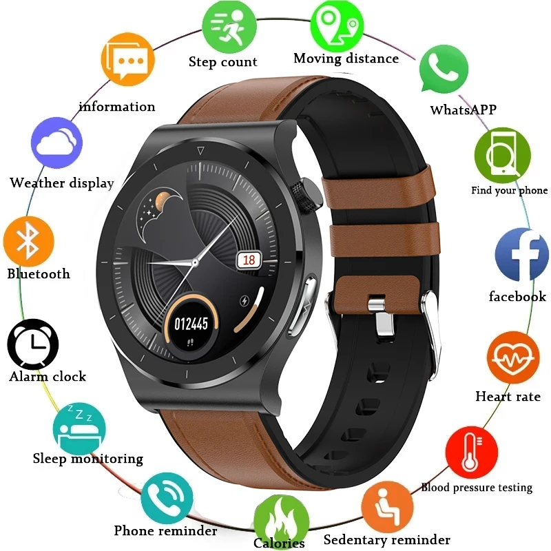 Bluetooth Phone Reminder Smart Watch Men IP68 Waterproof Support ECG Blood Oxygen Body Temperature Fits for Android and Ios