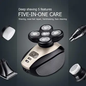 

Hair Razor Shaver Quick USB Rechargeable Wet Dry Rotary Shaver for Men with 4D Floating 5 Razor Head Cordless