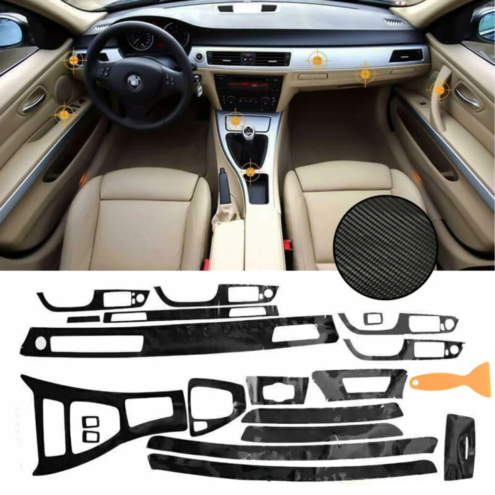 Us 14 17 48 Off Car 5d Interior Glossy Carbon Fiber Wrap Trim Sticker Decor Black For Bmw 3 Series E90 2005 2012 Auto Panel Frame Stickers On