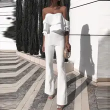 Ruffle Womens Jumpsuit Fashion Solid Color Short Sleeve Off-shoulder Straight Playsuit Overalls For Ladies Ropa Mujer 2020 New E Ruffle Womens Jumpsuit Fashion Solid Color Short Sleeve Off-shoulder Straight Playsuit Overalls For Ladies Ropa Mujer 2020 New E