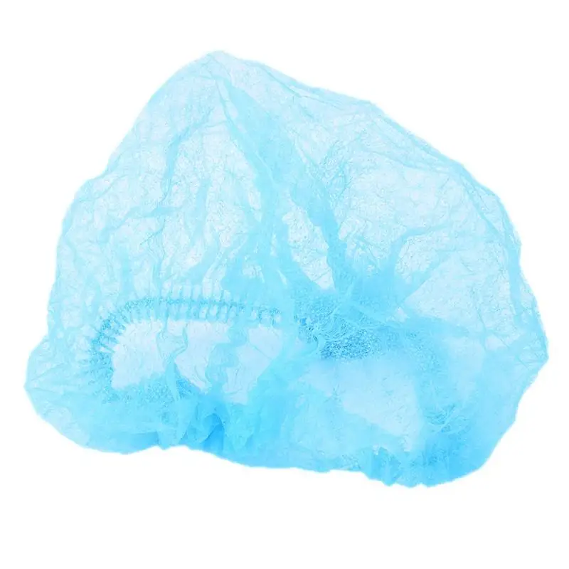 10PCS Disposable Blue Hair Net Cap Non-woven Pleated Anti Dust Hat Set Women Men Bath Caps Tattoo Hair Salon Beauty Accessories