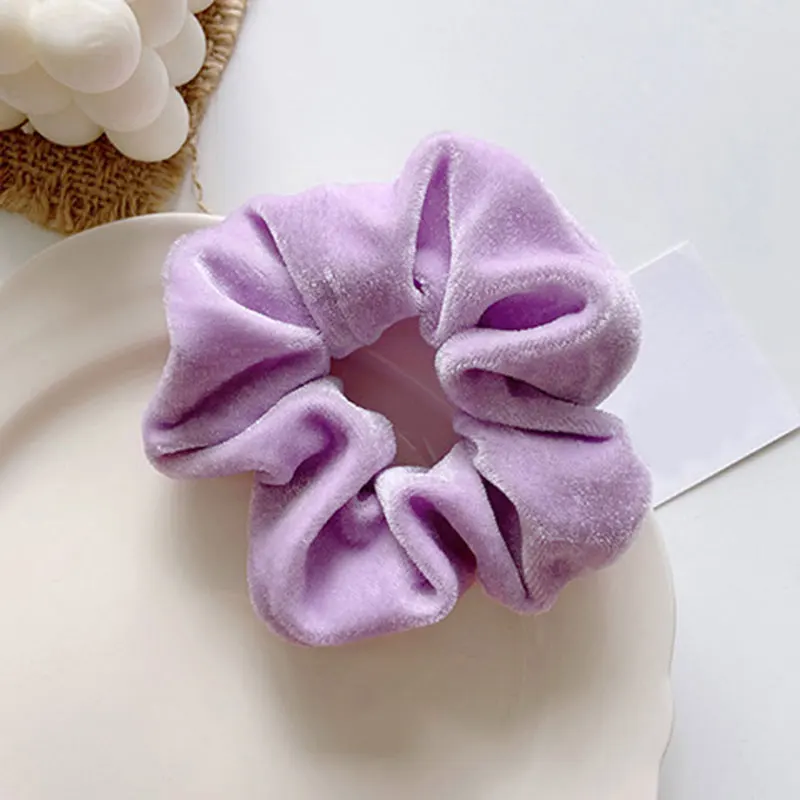 Winter Shiny Velvet Scrunchies Candy Color Soft Girls Hair Rope Hair Accessories Rubber Band Elastic Hair Bands Ponytail Holder mini hair clips