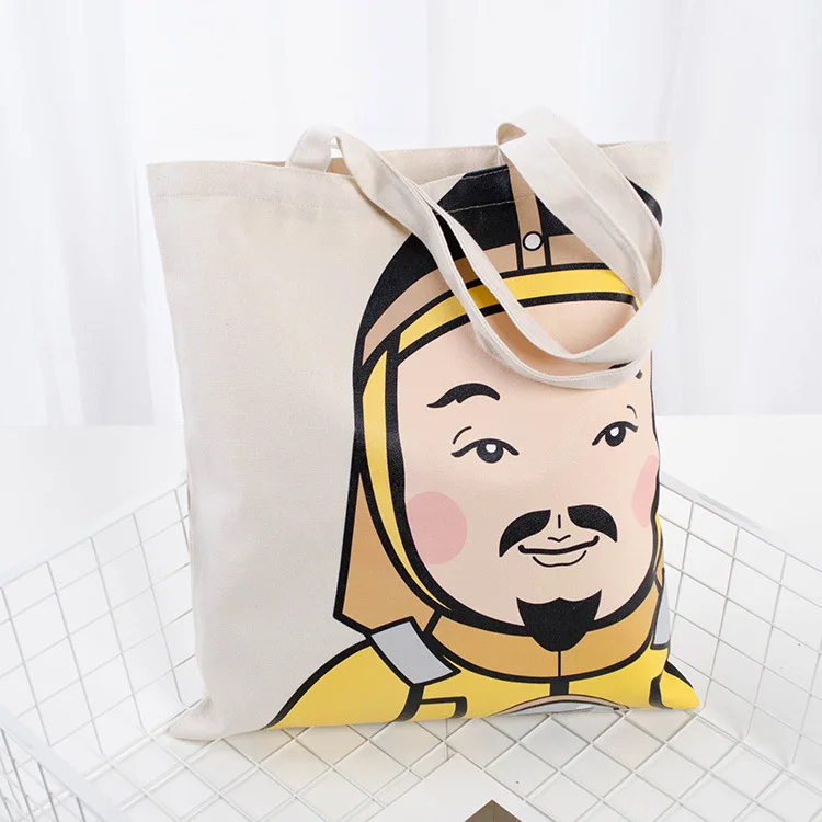 new blank portable drawstring canvas bag hot shoulder bag cotton cloth boutique tote bag large capacity shopping bag