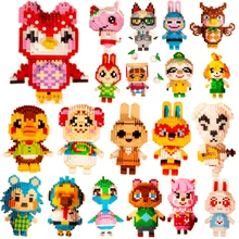 28 estilos animal crossing blocks raymond 3d modelo diy mini blocos de diamante tijolos brinquedo construção para as crianças presente