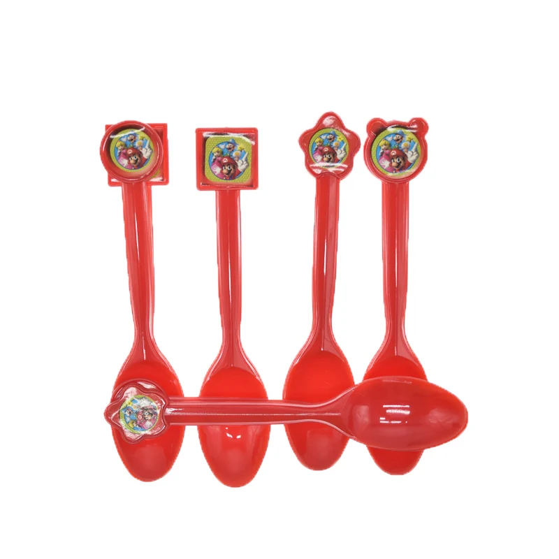 Spoon 10pcs Год Супер Марио одноразовая посуда бумажные тарелки салфетки кекс Топпер детский душ вечерние принадлежности Свадебные украшения - Цвет: Spoon 10pcs