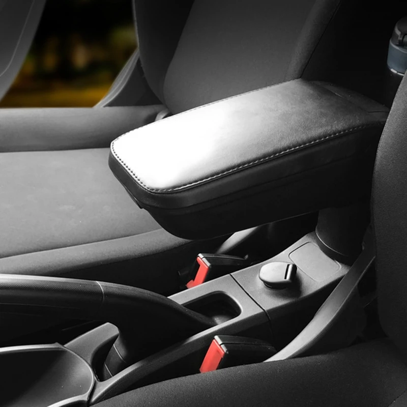 Leather PU Armrest Storage Box for Smart 453 Fortwo Forfour 2015-2018 with Cup Holder Locker Container Car Accessories