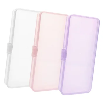 

3pcs Nail Jewelry Box Manicure Storage Box Rectangular Storage Box Nail Art Storage Case Container (Purple + Pink + Transparent)