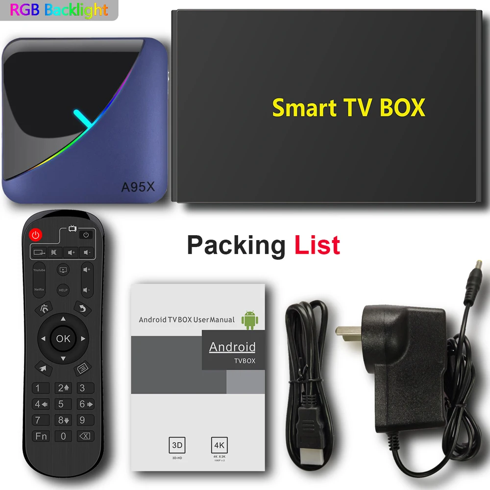 A95X F3 Смарт ТВ приставка RGB светильник Android 9,0 Amlogic S905X3 4G 32G 64G Wifi BT ТВ приставка Youtube 8 K 4 K IP tv медиаплеер