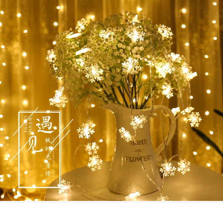 Рождественская елка украшения снег, фонарики светодиодный светильник для дома 3 м 20 лампы Свадебный с утолщённой меховой опушкой, украшения