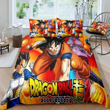 

3D Digital Printed Anime Dragon Ball Z Pattern Duvet Cover with Pillow Case Comfy Bedding Set for Kids and Adults Bedroom Decor