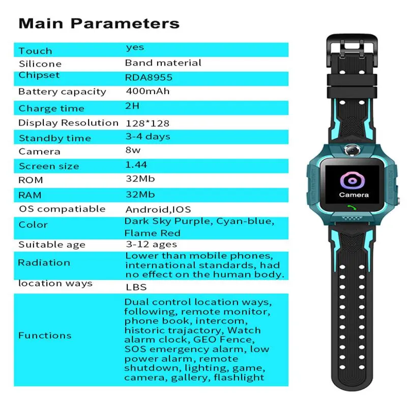 Q19 Smart Watch Boy Gilr LBS Positioning Lacation SOS Camera Smart Phone Baby Watch Voice Chat Smartwatch for Android IOS Q528 enlarge