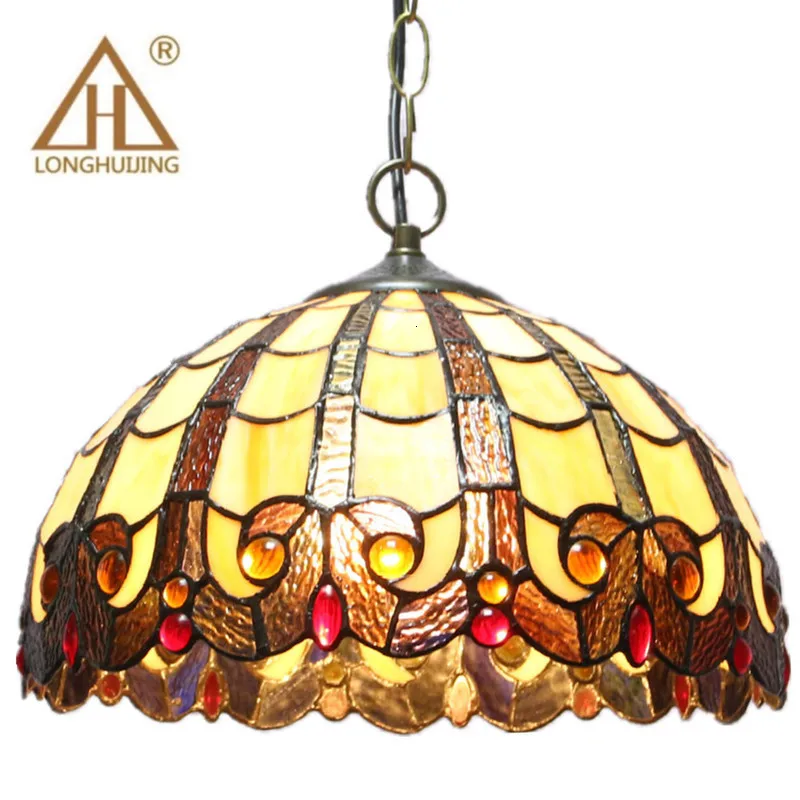 

Tiffany Pendant Lights flower LED Stained Glass pendant lamp suspension luminaire Color Glass Living Room Hang Lamp