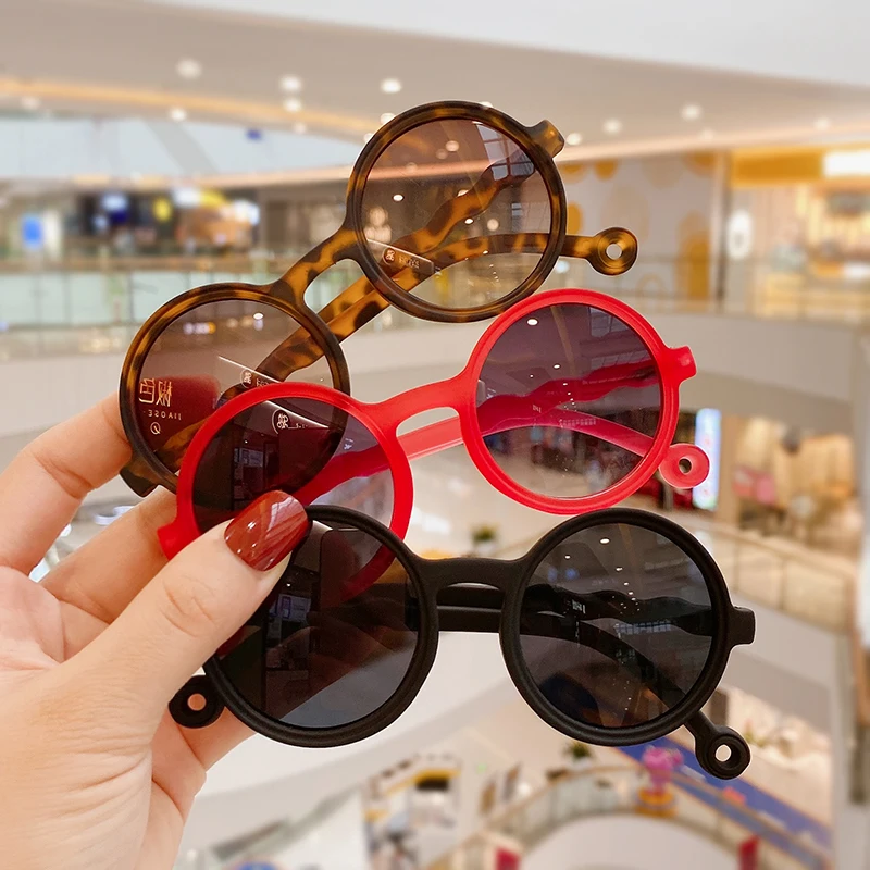 New Children Kids Colors Round Polarized UV Sunglasses Leopard Solid Boy Girls Lovely Eyeglasses Cute Baby Shades Eyewear