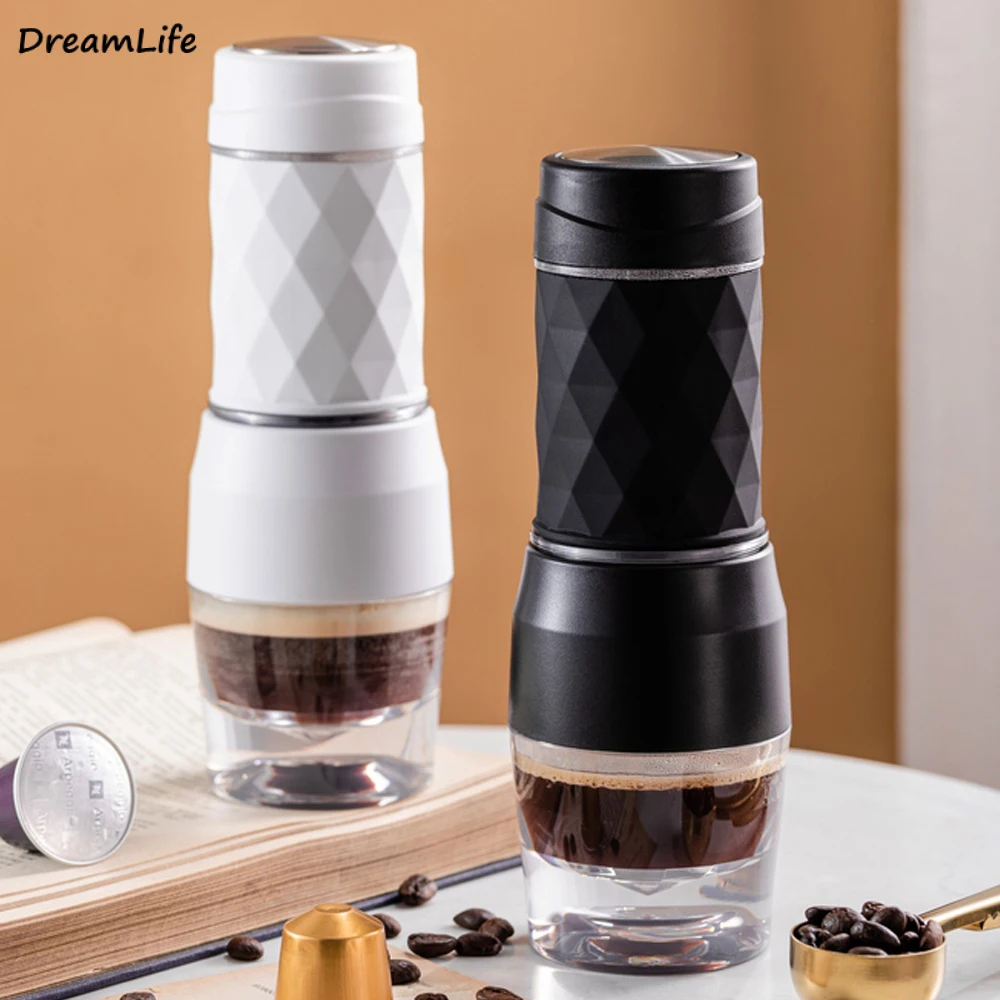 

Mini Espresso Coffee Machine Manual Portable Hand-press Coffee Cup Pot Coffee Powder/capsule Dual Use for Outdoor Travel Kitchen