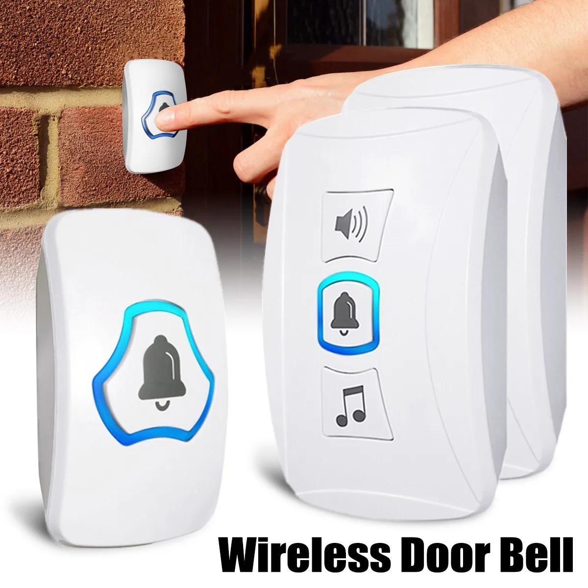 

150 Meters Range Wireless Doorbell 32 Chimes 4 Volume Levels Music Door Bell
