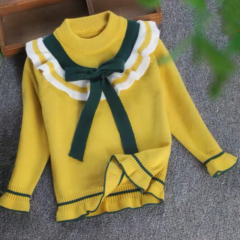 

Baby Girls Autumn And Winter College New Style Pullover Sweater Little Girl Brushed And Thick Sweater Korean-style Western Style