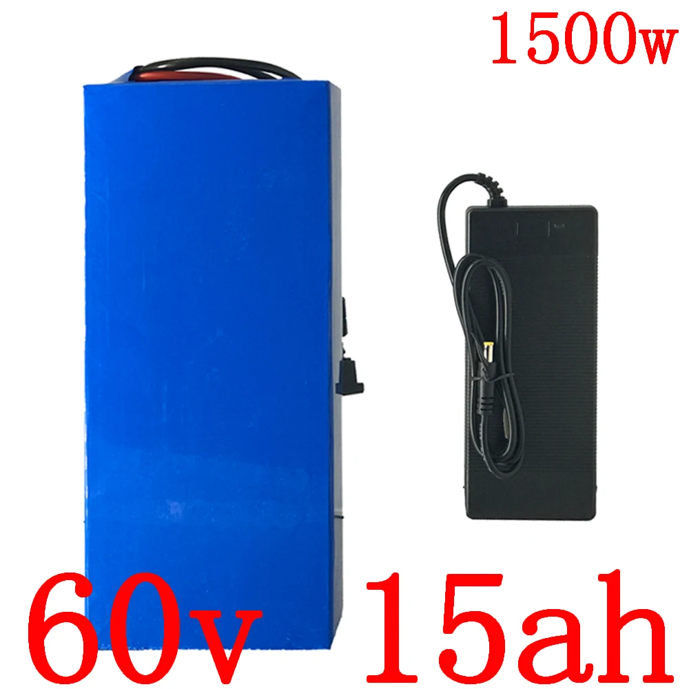 60V Аккумуляторный отсек для электрического велосипеда 60V 15AH ионно-литиевая аккумуляторная батарея 60V 1000W 1500W 1800W электрический скутер батарейный блок с 2A зарядное устройство