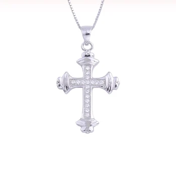 

Paved Zircon Big Cross Female Pendants 925 Sterling Silver Necklaces For Women Christ Collar Fashion Jewelry