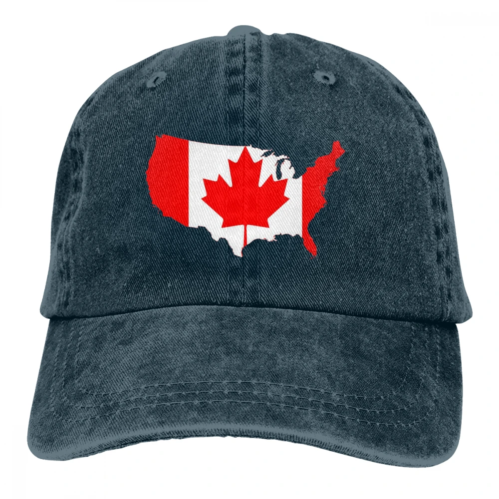 Канада Флаг США карта Casquette черный унисекс Мужские Женские джинсовые бейсболка с ремешком кепки Регулируемый Гольф папа шляпа