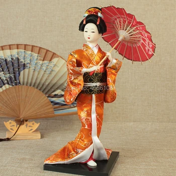

Japanese Umbrella puppet Lovely Kimono dolls Geisha Figurines dolls with beautiful kimono New house decoration birthday gift