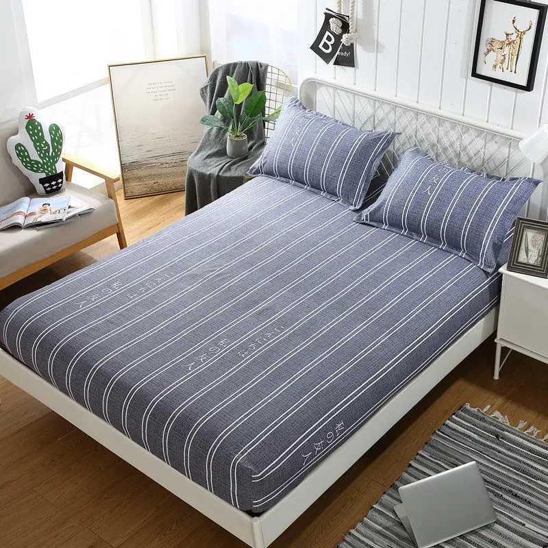 3pcs/set Print Beddings Fitted Sheet Pilowcases Elastic Mattress Cover Multi-size Mattress Protecto
