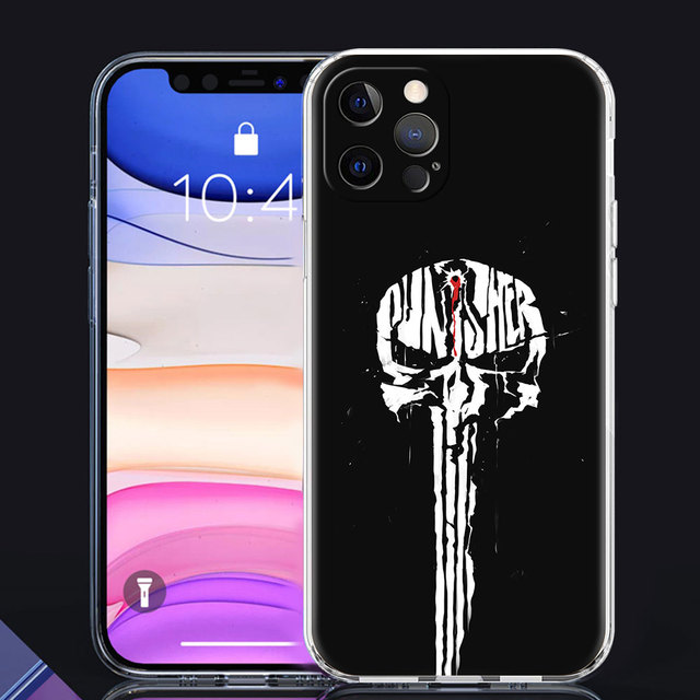 Phone Case For iPhone 11 13 12 Pro Max Casing 7 8 XR XS X 6 6S Plus SE Shell Soft Transparent Cover Marvel The Punisher