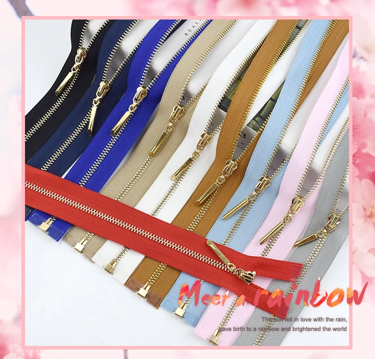 Meetee 2/5pcs Metal Zipper 3# 40/50/60/70cm Open End Zip for Sew Bags Purse Down Jacket Skirt Clothing Sewing Accessory ZA048