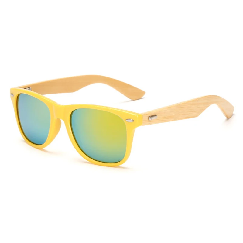 - Bamboo Wood Square Sunglasses Brand Design Men Women Coating Mirror Sun Glasses Retro Glasses UV400 Shades Gafas De Sol