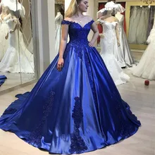 Сексуальное платье с v-образным вырезом, Королевский синий цвет, с открытыми плечами, платья для выпускного вечера, кружевные аппликации, для особых случаев, для формальной вечеринки, Vestidos De Fiesta