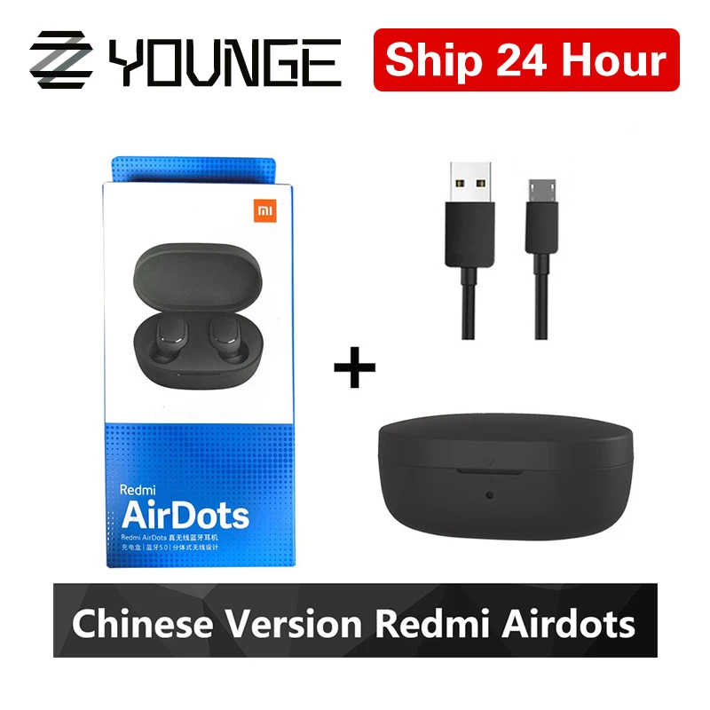 redmi black case Xiaomi Redmi Airdots TWS Bluetooth 5,0 наушники стерео беспроводные активные шумоподавления с микрофоном свободные Наушники управление AI - Цвет: redmi black case