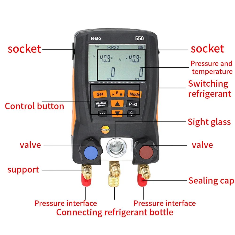 

Accurate Tool Digital Car Air Conditioning Refrigeration Replacement Manifold Gauge Vacuum Cooling Measuring Pressure Tester