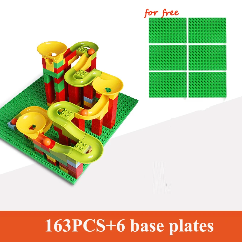 55-163PCS LargeSize Particle Building Blocks Plastic Assembled Toys Slipway Marble Interconnecting Blocks Gifts for Children