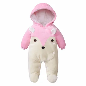 

Cute Baby Outfits Romper Jumpsuit Fox Baby Girl Sets Long Sleeve Cartoon Hoodie Zip Thick Winter Warm Snowsuit Outfit Y824