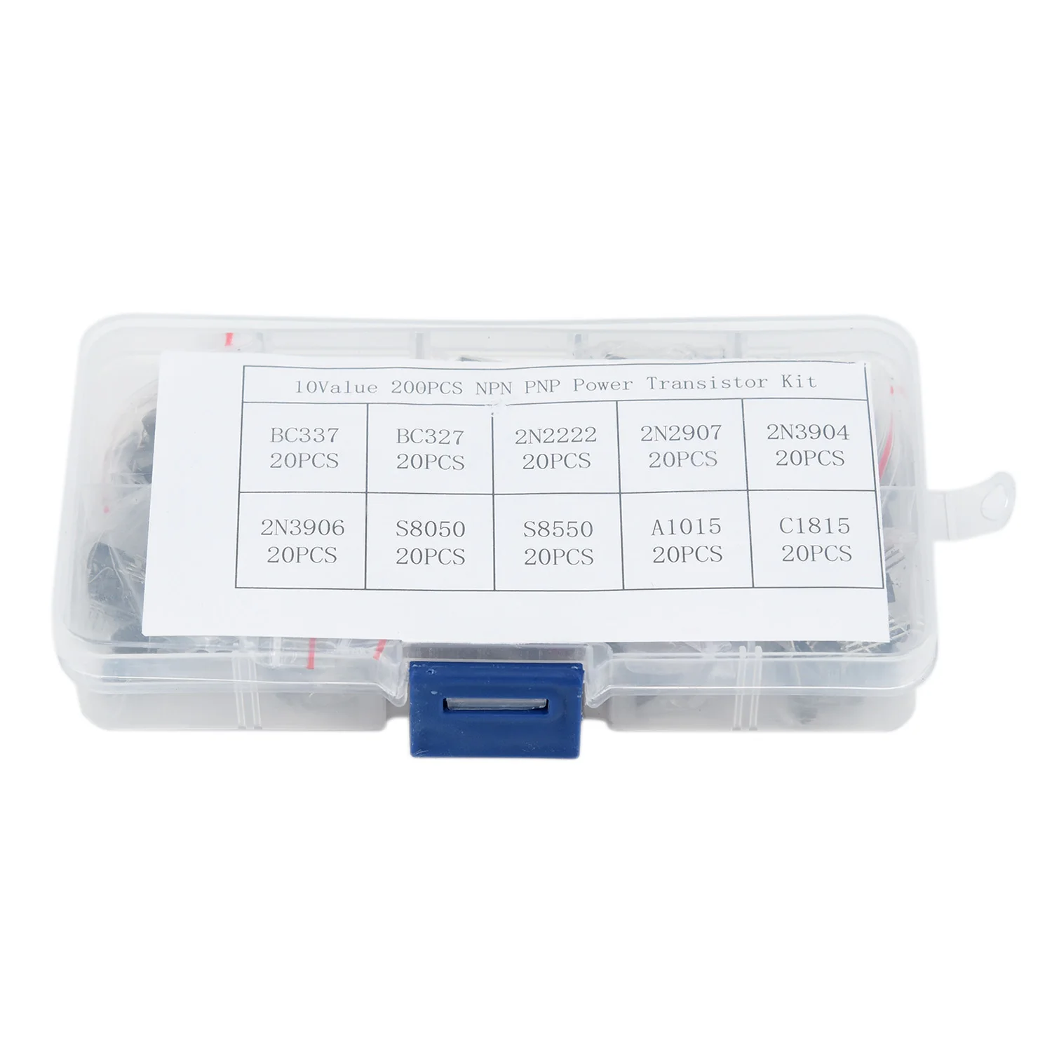 200Pcs 10Types x20 NPN PNP Power Transistors Kit W// Box BC337//BC547//2N2222//S8050