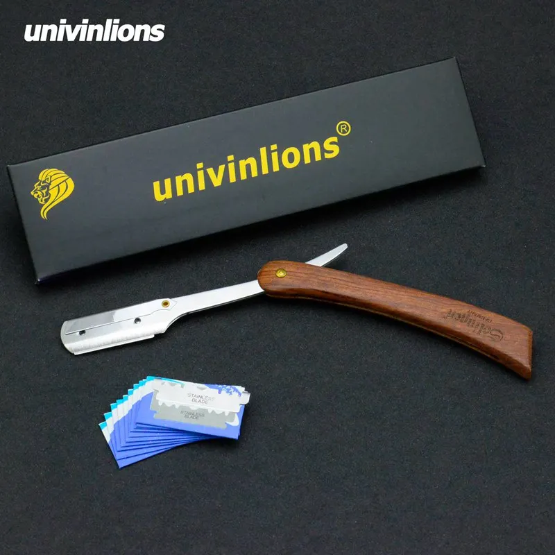 Univinlions, прямой нож для бритья, борода, лицо, подмышек, бритва для тела, лезвия для безопасного бритья, бритва, Парикмахерская, для мужчин, женщин, удаление волос