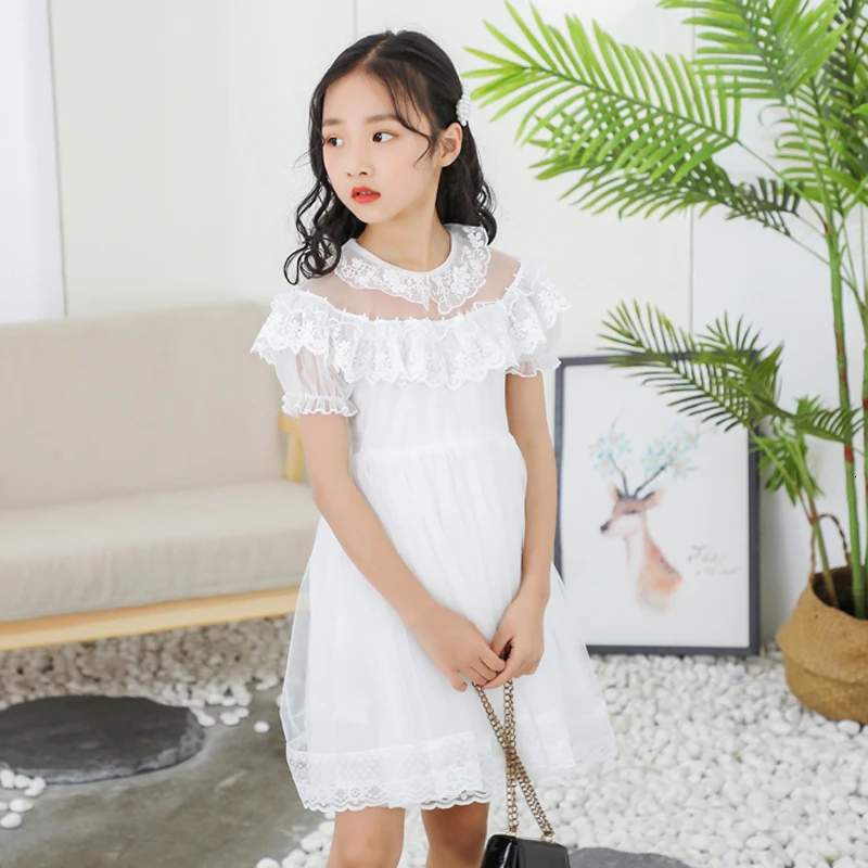 Princess Dress New Arrival Dresses For Girls Lace Gauze Tutu Birthday Party Dress Gift White Flower Girl Costume