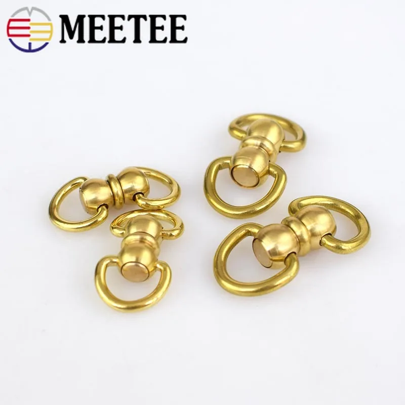 Solid Brass Double D-Ring Swivel Snap Connector luggage leather accessories