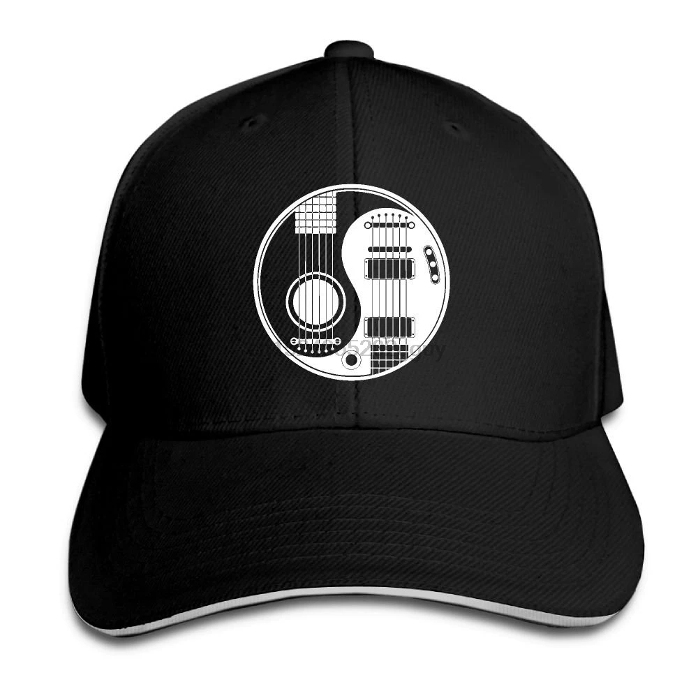 Унисекс Повседневная белая и черная акустическая электрическая гитара Инь Yang-1 Snapback сэндвич-Кепка пиковая Кепка водителя грузовика-один размер