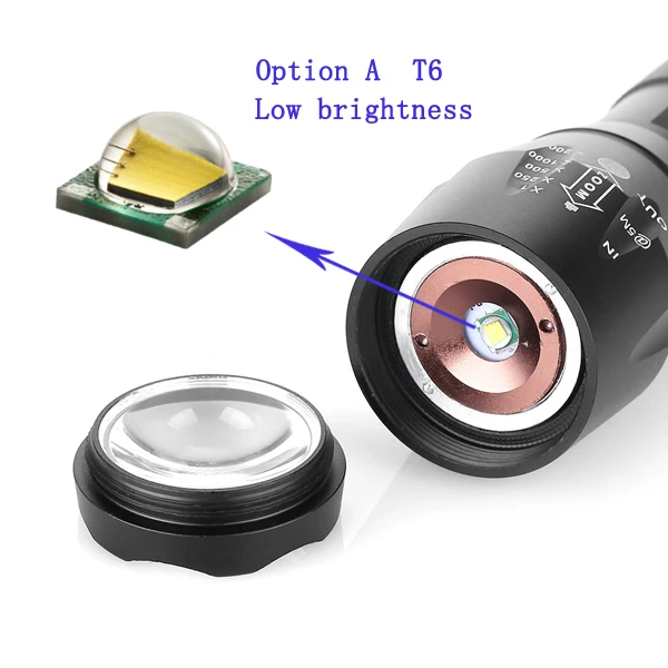 T6 Low brightness Водонепроницаемый светодиодный фонарик Ультраяркий фонарь T6/L2/V6 5 режимов переключения Регулируемый туристический походный Велосипедный свет использовать аккумулятор 18650 - Испускаемый цвет: T6 Low brightness