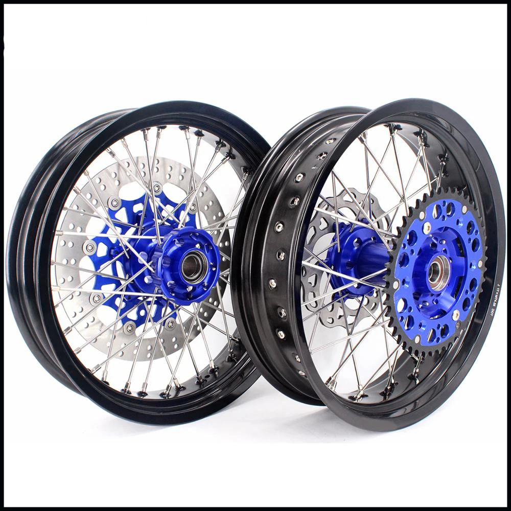3 5/5 0 полный комплект колес Supermoto для HUSQVARNA TE TC FE FC 125 250 350 450 2014 2019 Supermotard Disc Blue|motard